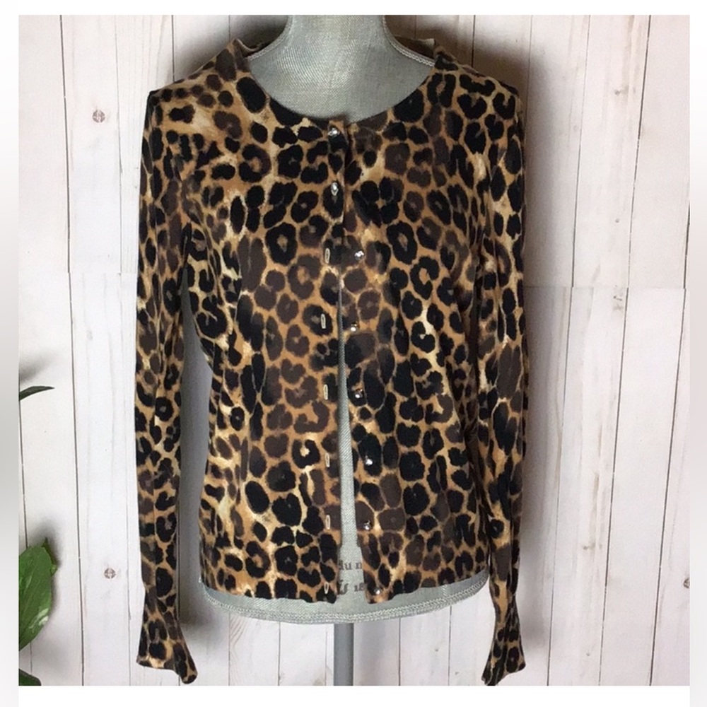 Express Animal Print Cotton Blend Cárdigan. Size XS. PD4 - Picture 2 of 8